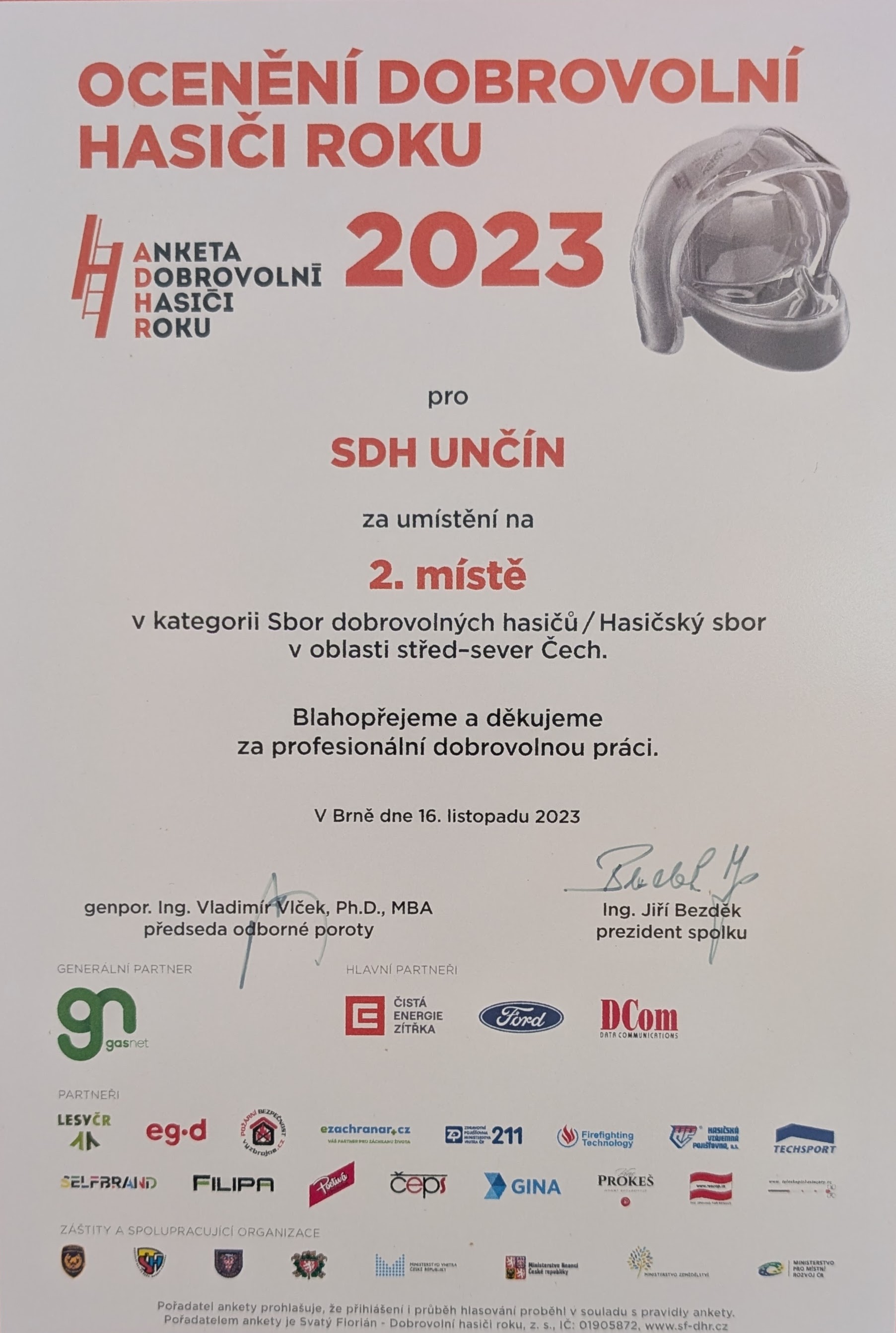Ocenění SDH Unčín